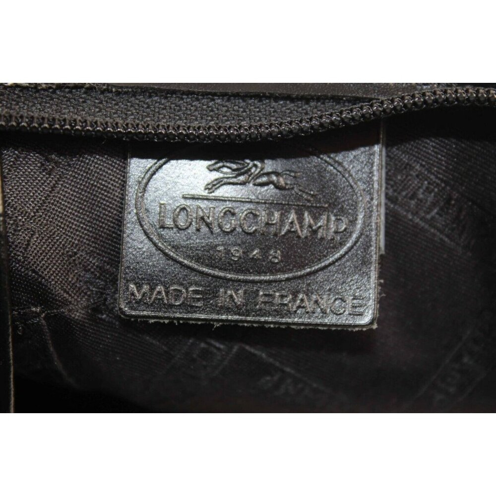 Longchamp 12 x 10 x 4.25 Black Zip Top Toggle Detail Leather Shoulder Purse - Picture 5 of 5